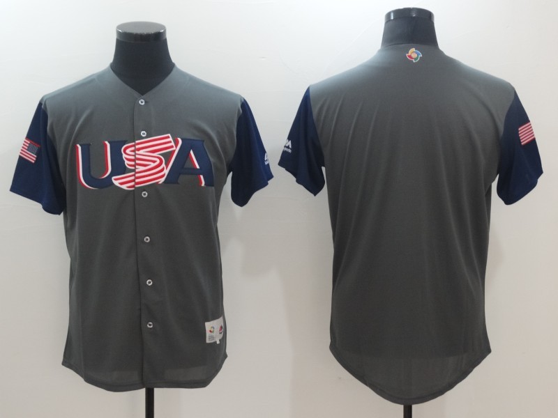 Men USA Baseball Majestic Gray 2017 World Baseball Classic Authentic Team Jersey